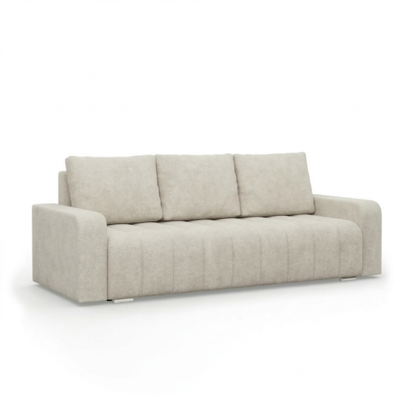 Kanapa rozkładana 1 pojemnik elegancka wygodna Beżowa bouclé 542867