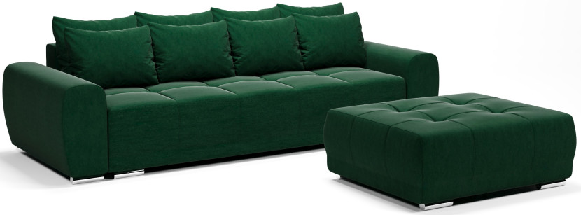 Kanapa rozkładana sofa z funkcją spania + pojemnik Dakota butelkowa zieleń 702009