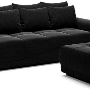 Kanapa rozkładana sofa z funkcją spania + pojemnik do salonu Dakota czarna 702008 Kanapa rozkładana sofa z funkcją spania + pojemnik do salonu Dakota czarna 702008
