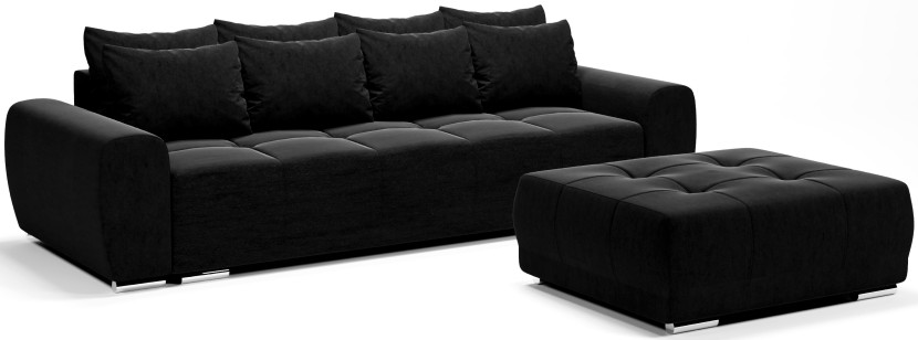 Kanapa rozkładana sofa z funkcją spania + pojemnik do salonu Dakota czarna 702008