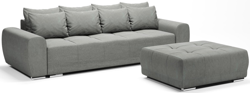 Kanapa rozkładana sofa z funkcją spania + pojemnik do salonu Dakota szara 702015