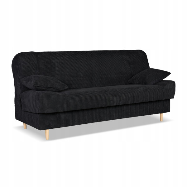 Kanapa sofa Belito rozkładana pojemnik f spania bonell czarna sztruks 699524