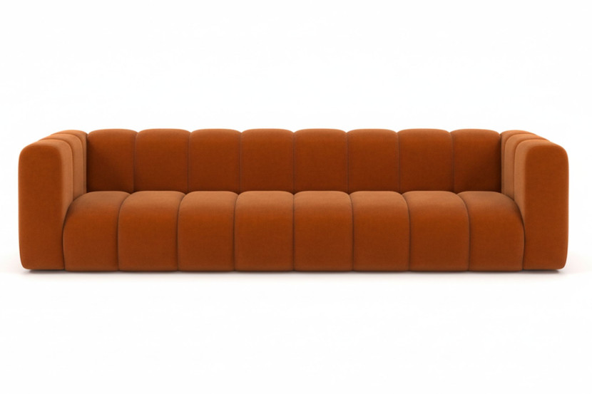 Kanapa, sofa czteroosobowa Grand, tkanina welurowa Salvador, Brązowy 900608