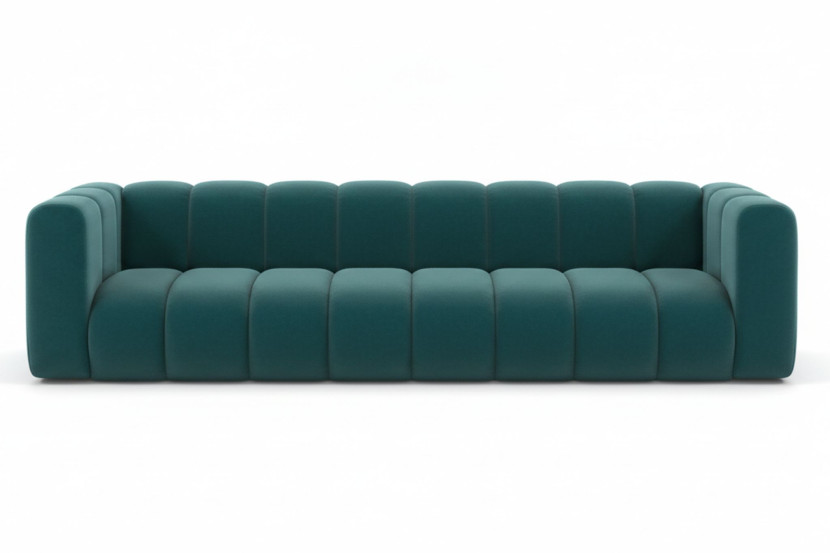 Kanapa, sofa czteroosobowa Grand, tkanina welurowa Salvador, Lazurowy 900622