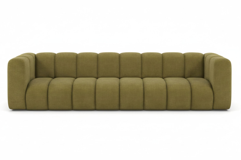 Kanapa, sofa czteroosobowa Grand, tkanina welurowa Salvador, Oliwkowy 900616
