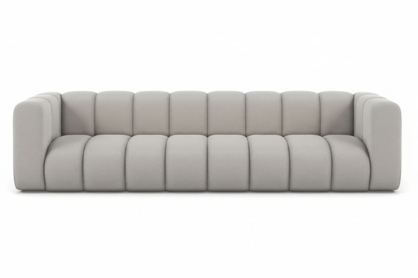 Kanapa, sofa czteroosobowa Grand, tkanina welurowa Salvador, Szary 900602