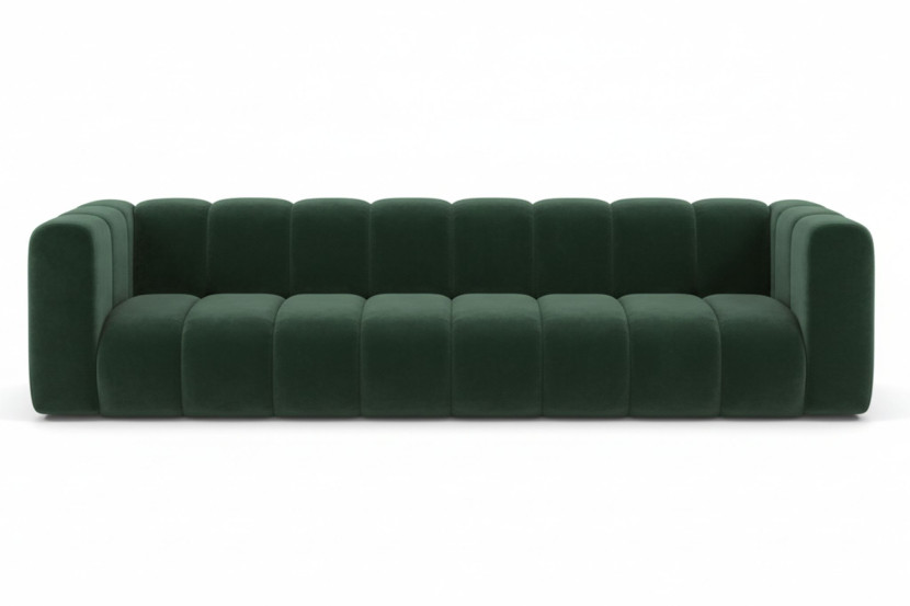 Kanapa, sofa czteroosobowa Grand, tkanina welurowa Salvador, Zielony 900615