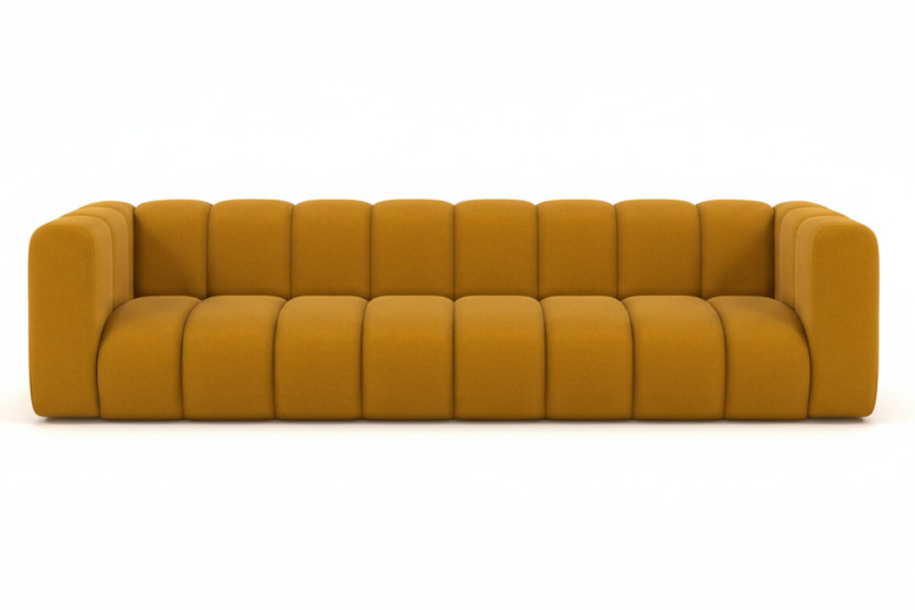 Kanapa, sofa czteroosobowa Grand, tkanina welurowa Salvador, Żółty 900620