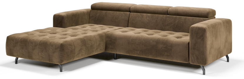 Kanapa Sofa Narożna Narożnik Barbados Regulowane Zagłówki Brązowy Lewy 656172