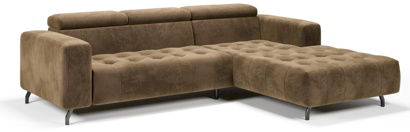 Kanapa Sofa Narożna Narożnik Barbados Regulowane Zagłówki Brązowy Prawy 656186