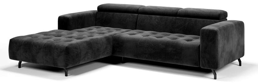 Kanapa Sofa Narożna Narożnik Barbados Regulowane Zagłówki Czarny Lewy 656176