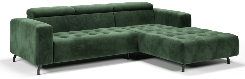 Kanapa Sofa Narożna Narożnik Barbados Regulowane Zagłówki Zielony Prawy 656178