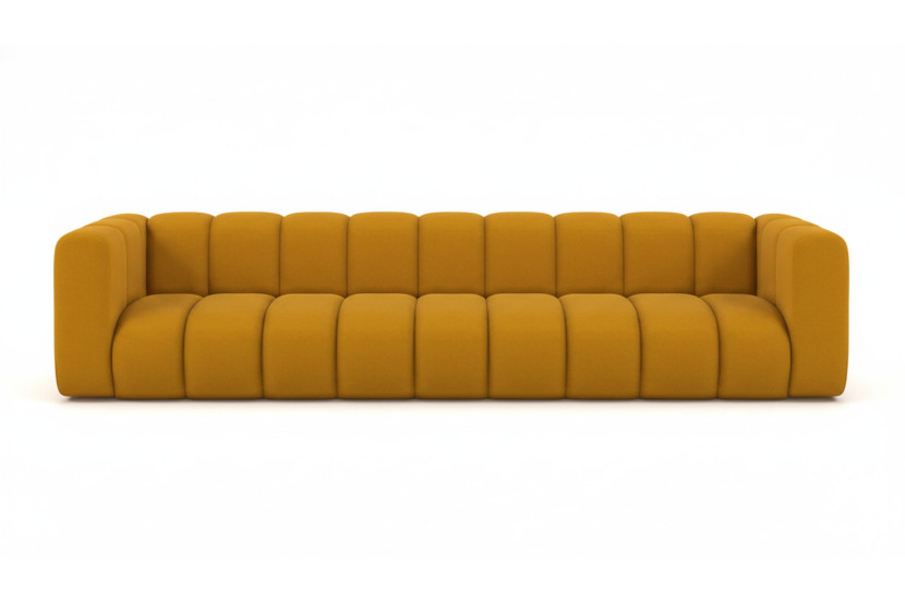 Kanapa, sofa pięcioosobowa Grand, tkanina welurowa Salvador, Żółty 900603