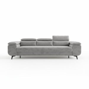 Kanapa z funkcją spania Flat z regulowanymi zagłówkami szary welur 1000930 Kanapa z funkcją spania Flat z regulowanymi zagłówkami szary welur 1000930