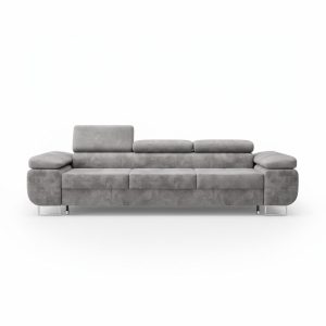 Kanapa z funkcją spania Norberg z regulowanymi zagłówkami szary welur 1049332 Kanapa z funkcją spania Norberg z regulowanymi zagłówkami szary welur 1049332