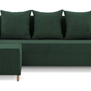 Kanapa z pufą, 3w1, sztruks, PANORA, 191x92x92 cm, zieleń | TYLETEGOTU 771522 Kanapa z pufą, 3w1, sztruks, PANORA, 191x92x92 cm, zieleń | TYLETEGOTU 771522