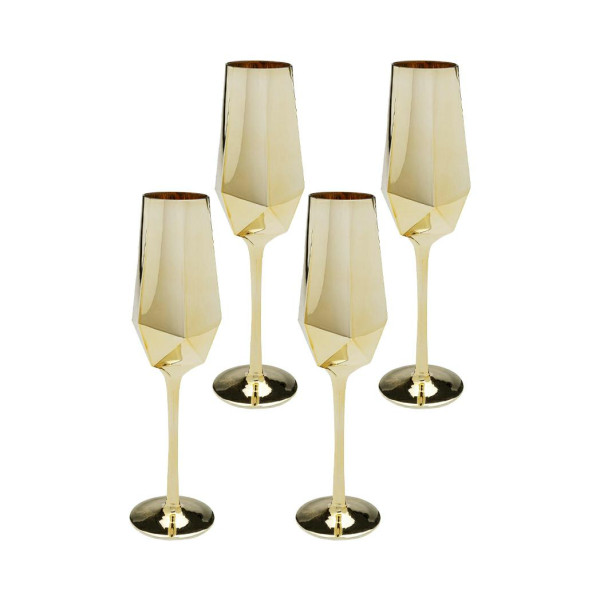 KARE komplet 4 kieliszków do szampana DIAMOND 365 ml złoty 728794