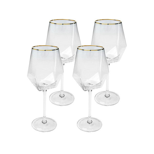 KARE komplet 4 kieliszków do wina DIAMOND RIM 525 ml 959107
