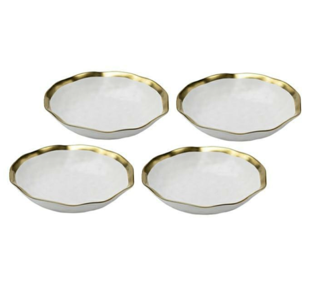 KARE komplet 4 talerzy głębokich BELL 20 cm biało-złoty 260121