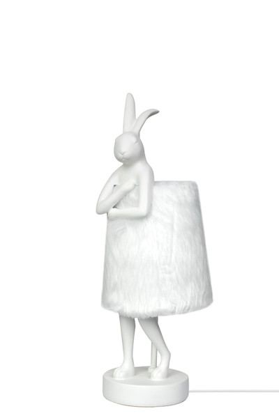 KARE lampa stołowa RABBIT FUR 50 cm biała / srebrna 401008
