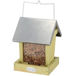Karmnik dla ptaków drewniany brązowy 22×15 cm wiszący cynkowy daszek 948915 Karmnik dla ptaków drewniany brązowy 22×15 cm wiszący cynkowy daszek 948915