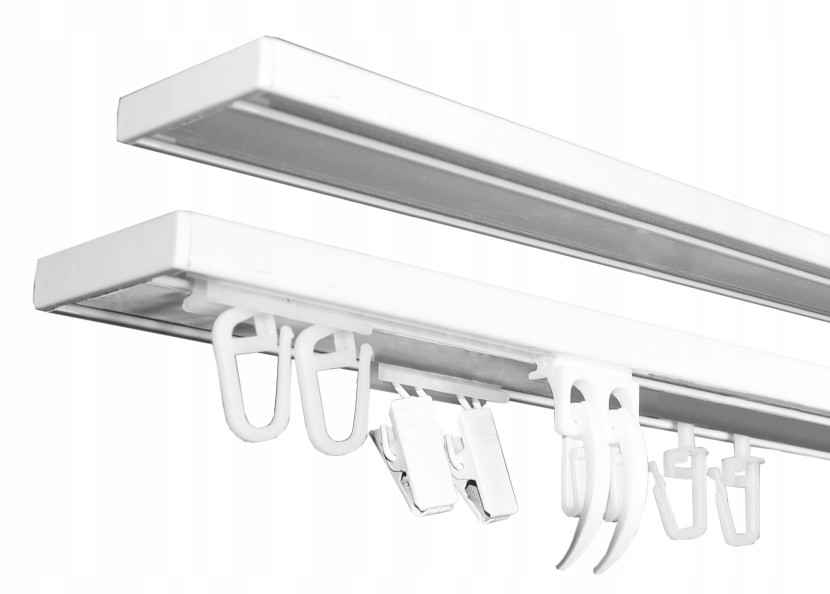 Karnisz Sufitowy Aluminiowy Podwójny 180 cm - Nowoczesna Szyna Sufitowa DUO 642099