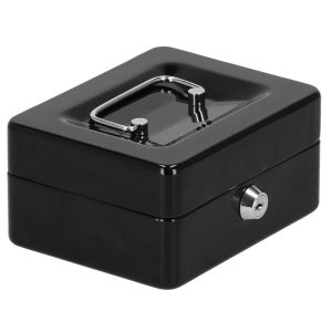 Kasetka na pieniądze 15x12x8 cm metalowy sejf pudełko czarne 736949