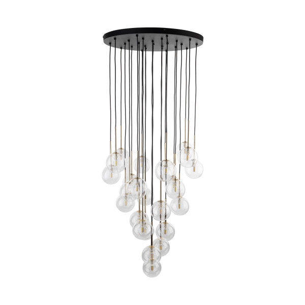 Kaskada 26 Kulek Wiszących Na Kole Tk Lighting Nilos Złota Czarna Do Salonu 994283