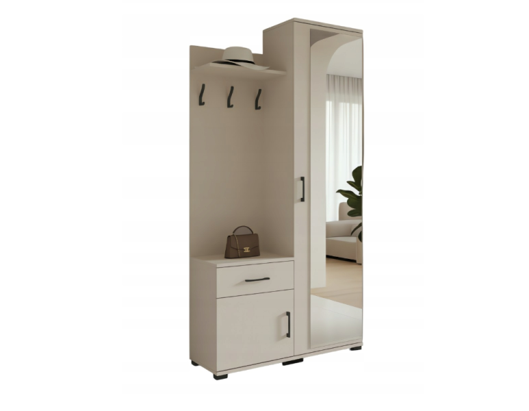 Kaszmir Garderoba 90cm Przedpokój Lustro Wieszaki Szafka na Buty Eryk 930111
