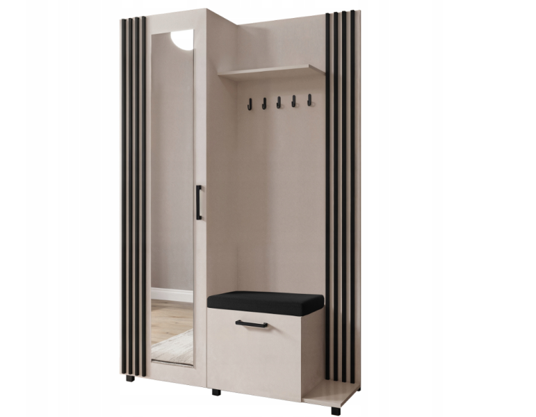 Kaszmir Garderoba Przedpokój 137cm wieszak lamele lustro LIJO Mr 865652