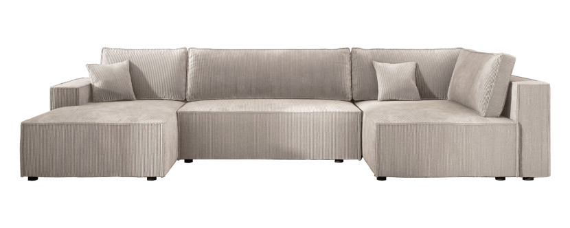 Kremowa sofa narożna U-kształtna COBRA XL z funkcją spania do salonu prawa 568983
