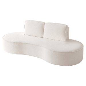 Kremowa sofa tapicerowana do salonu SOFIA o zaokrąglonych bokach – boucle 704044 Kremowa sofa tapicerowana do salonu SOFIA o zaokrąglonych bokach – boucle 704044