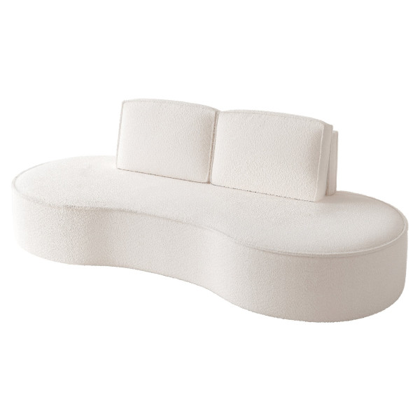 Kremowa sofa tapicerowana do salonu SOFIA o zaokrąglonych bokach - boucle 704044