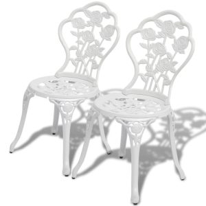 Krzesła bistro, 2 szt., odlewane aluminium, białe 667887 Krzesła bistro, 2 szt., odlewane aluminium, białe 667887