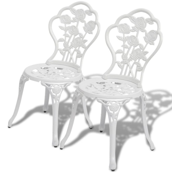 Krzesła bistro, 2 szt., odlewane aluminium, białe 667887