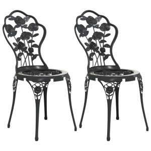 Krzesła bistro, 2 szt., odlewane aluminium, czarne 667872 Krzesła bistro, 2 szt., odlewane aluminium, czarne 667872