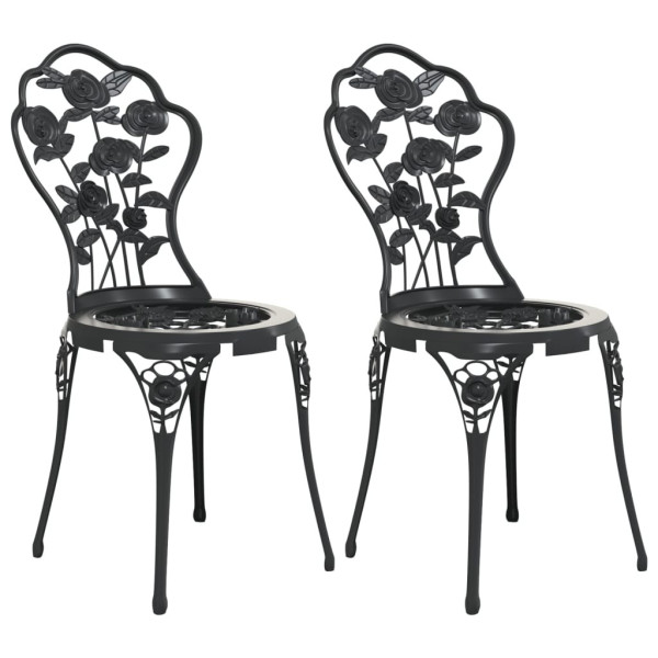 Krzesła bistro, 2 szt., odlewane aluminium, czarne 667872