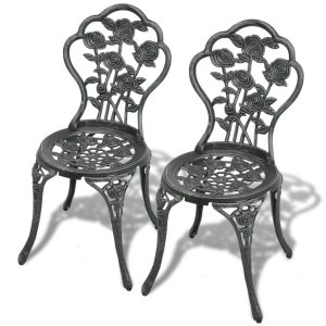 Krzesła bistro, 2 szt., odlewane aluminium, zielone 667879 Krzesła bistro, 2 szt., odlewane aluminium, zielone 667879