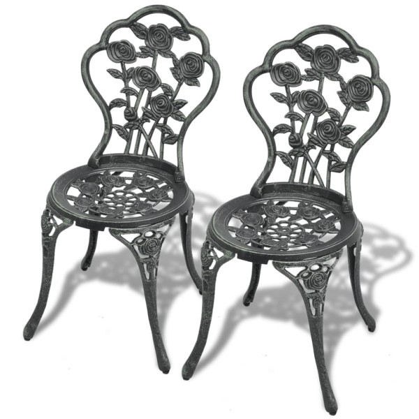 Krzesła bistro, 2 szt., odlewane aluminium, zielone 667879