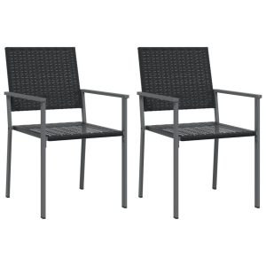 Krzesła ogrodowe, 2 szt., czarne, 54×62,5×89 cm, polirattan 665560