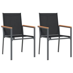 Krzesła ogrodowe 2 szt czarne 55×61,5x90cm Textilene i stal 936287 Krzesła ogrodowe 2 szt czarne 55×61,5x90cm Textilene i stal 936287