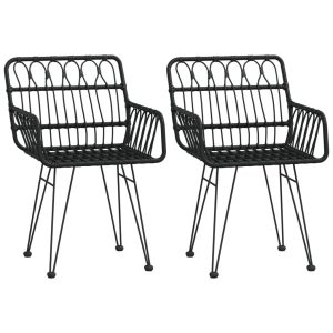 Krzesła ogrodowe 2 szt. czarne 56x64x80 cm rattan PE 946363 Krzesła ogrodowe 2 szt. czarne 56x64x80 cm rattan PE 946363