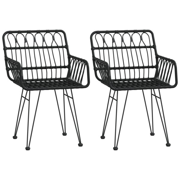 Krzesła ogrodowe 2 szt. czarne 56x64x80 cm rattan PE 946363