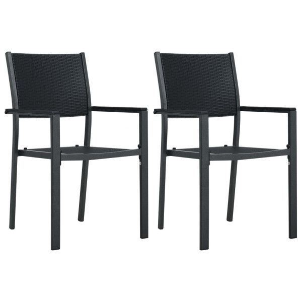 Krzesła ogrodowe, 2 szt., czarne, plastik stylizowany na rattan 562676