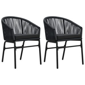 Krzesła ogrodowe, 2 szt., czarne, rattan PE 562728