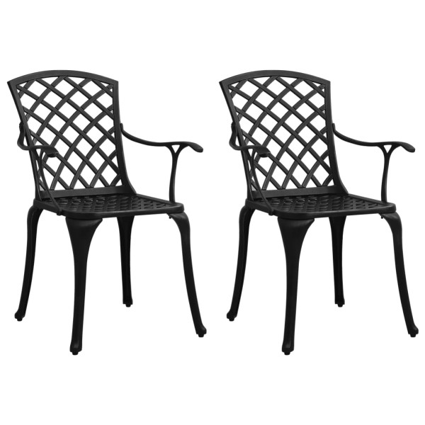 Krzesła ogrodowe 2 szt. odlewane aluminium czarne 936993