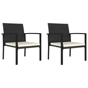 Krzesła ogrodowe, 2 szt., rattan PE, czarne 669093 Krzesła ogrodowe, 2 szt., rattan PE, czarne 669093