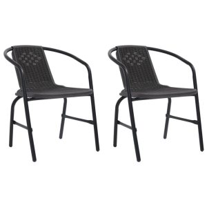Krzesła ogrodowe, 2 szt., rattan PE i stal, 110 kg 664795 Krzesła ogrodowe, 2 szt., rattan PE i stal, 110 kg 664795