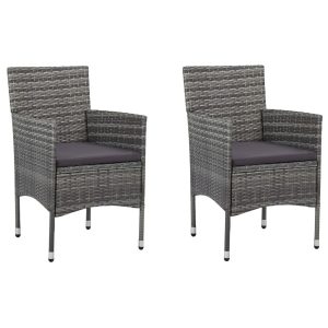 Krzesła ogrodowe 2 szt. rattan PE szare 946352 Krzesła ogrodowe 2 szt. rattan PE szare 946352