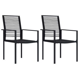 Krzesła ogrodowe 2 szt. rattan PVC czarne 946135 Krzesła ogrodowe 2 szt. rattan PVC czarne 946135